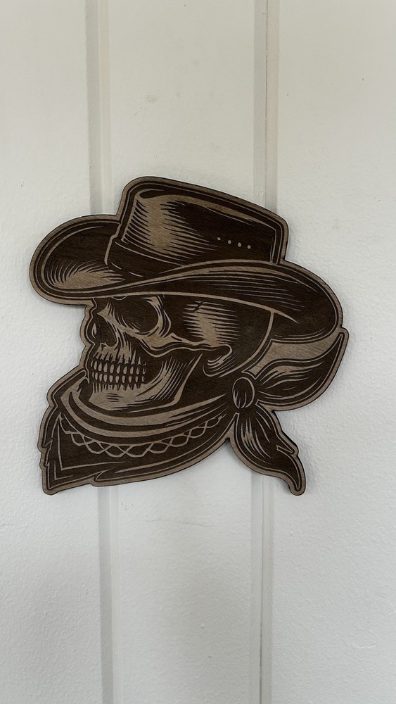 Cowboy Skull Laser Engraved Wall Decor