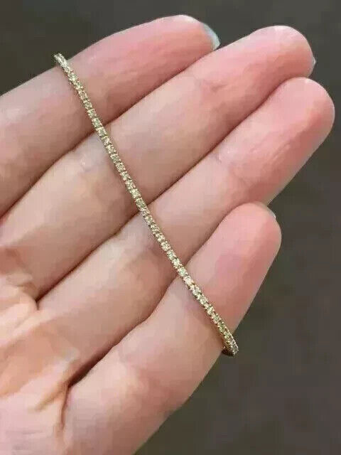 4Ct Round Cut Lab Diamond 14K Gold Plated Tennis Bracelet 7 Inch