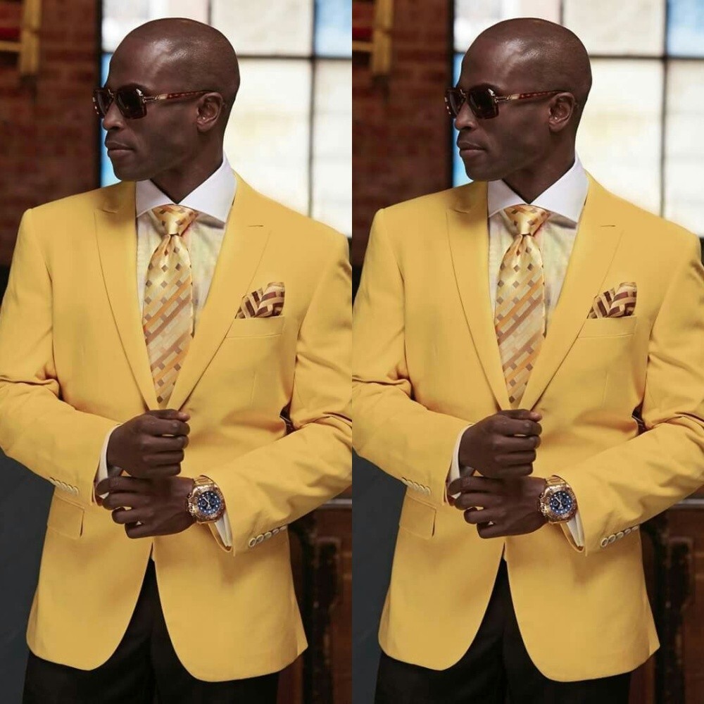 Yellow Men's Wedding Suit Groom Formal Business Party Tuxedo Blazer
