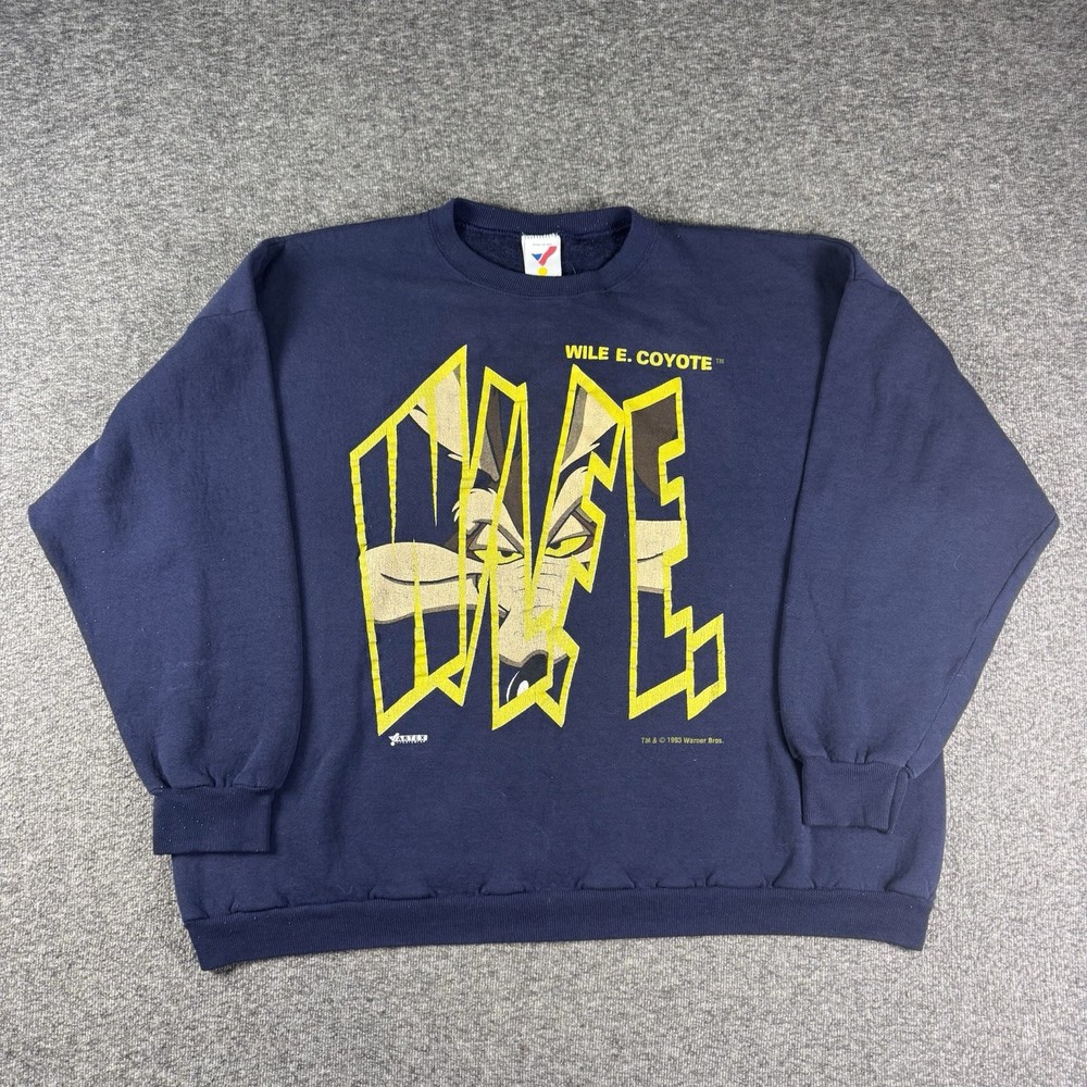Vintage Looney Tunes Warner Bros Sweatshirt 3XL Wile E Coyote Big Graphic 90s