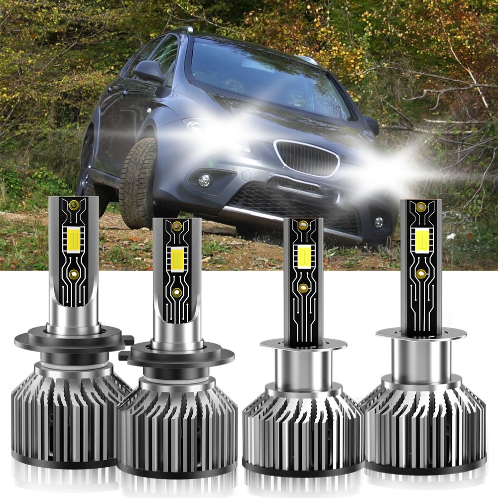 For Seat Freetrack 2009-2014 4X H1+H7 LED Headlight Bulbs High Low Beam Combo