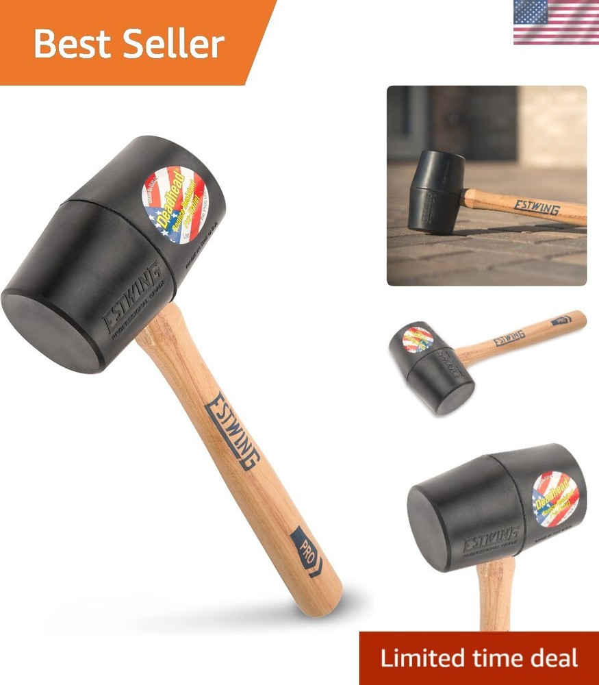 18 oz Rubber Mallet with Wooden Handle for Multi-Purpose Use