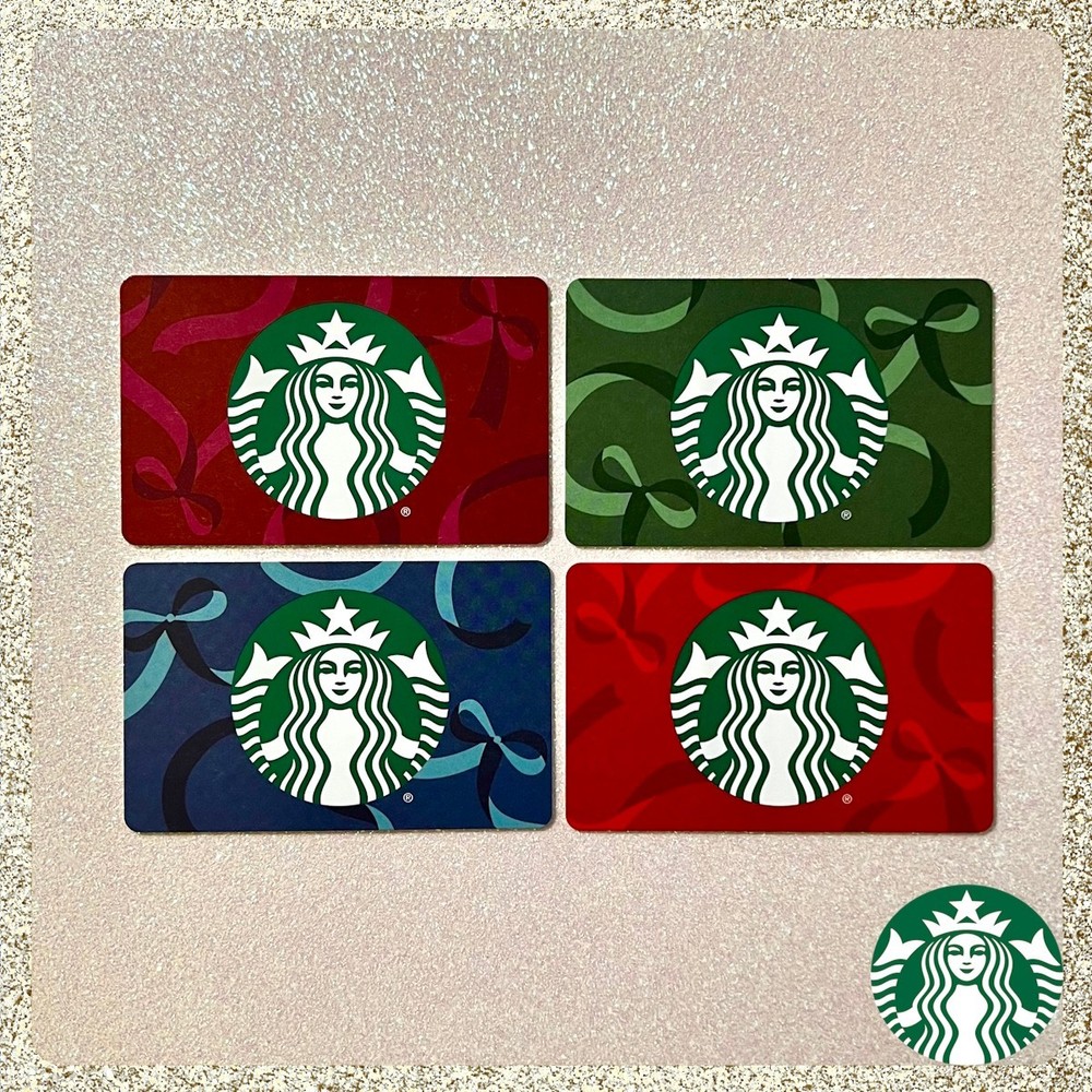 🎄 2025 Starbucks Christmas/Holiday Gift Cards, Complete Set of 4 w/ mag MINT