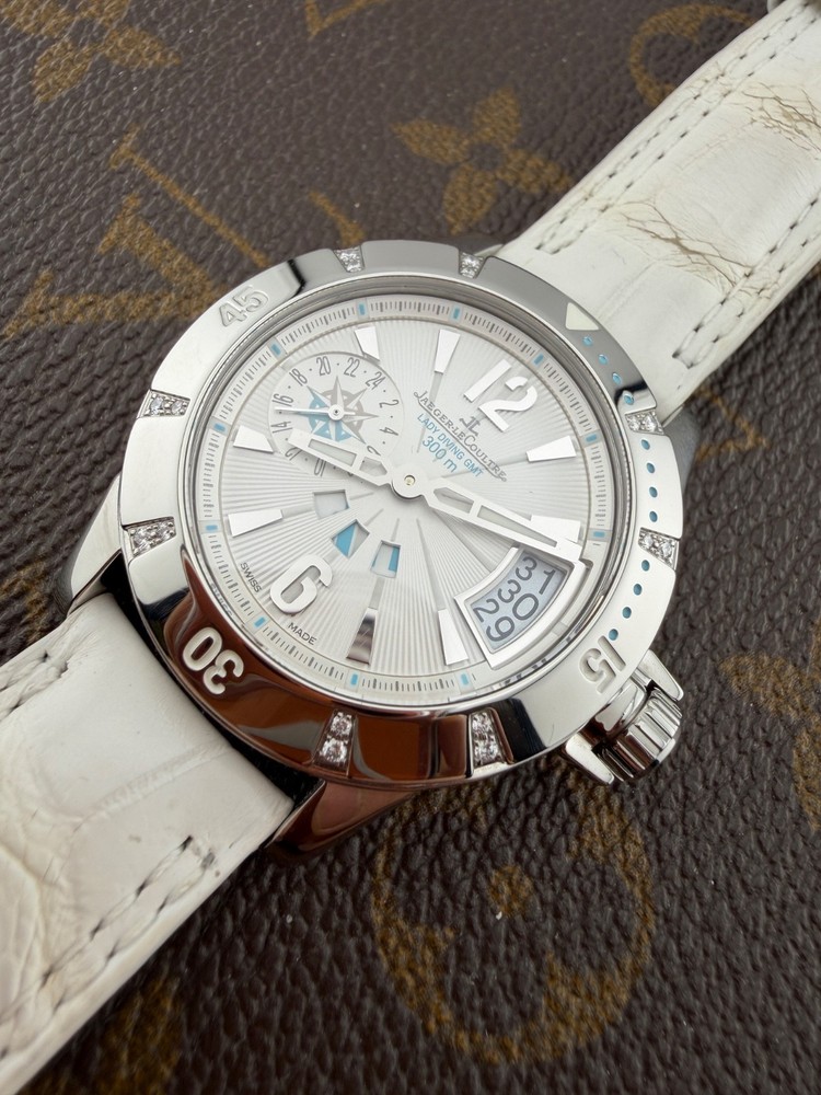 Jaeger-LeCoultre Master Compressor Diving GMT Stainless Steel Case Diamonds Warranty