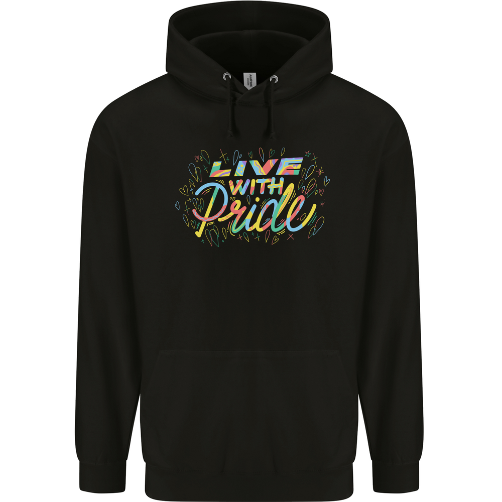 Live with Pride LGBT Awareness Day Gay Mens 80% Cotton Hoodie-image