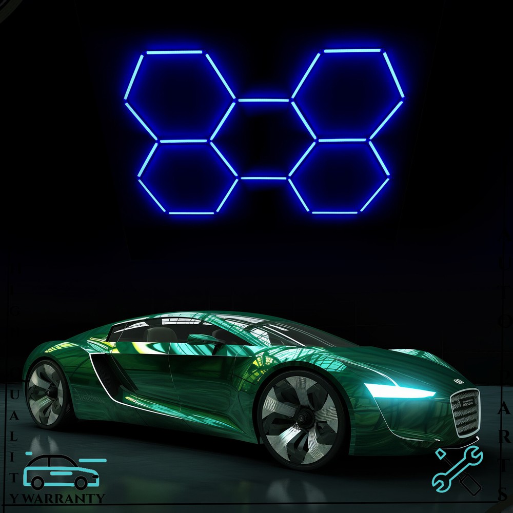 5Grid Hexagon RGB LED Lighting Honeycomb Car Detail Garage Workshop Retail Light