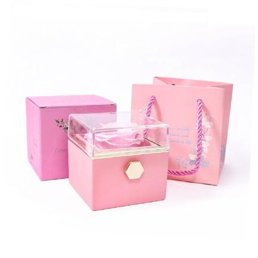 Preserved Flowers with Necklace Romantic Rose in Gift Box for Women Christmas