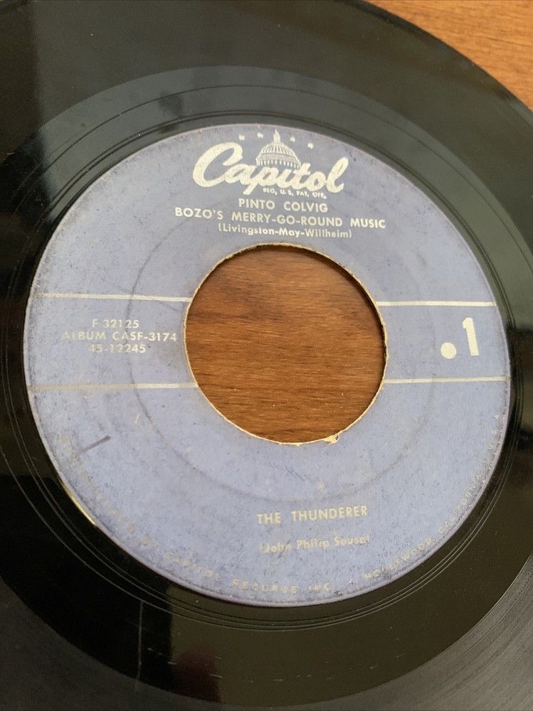 BOZO'S MERRY-GO-ROUND MUSIC 45 RPM RECORD Capitol F32125 VG+