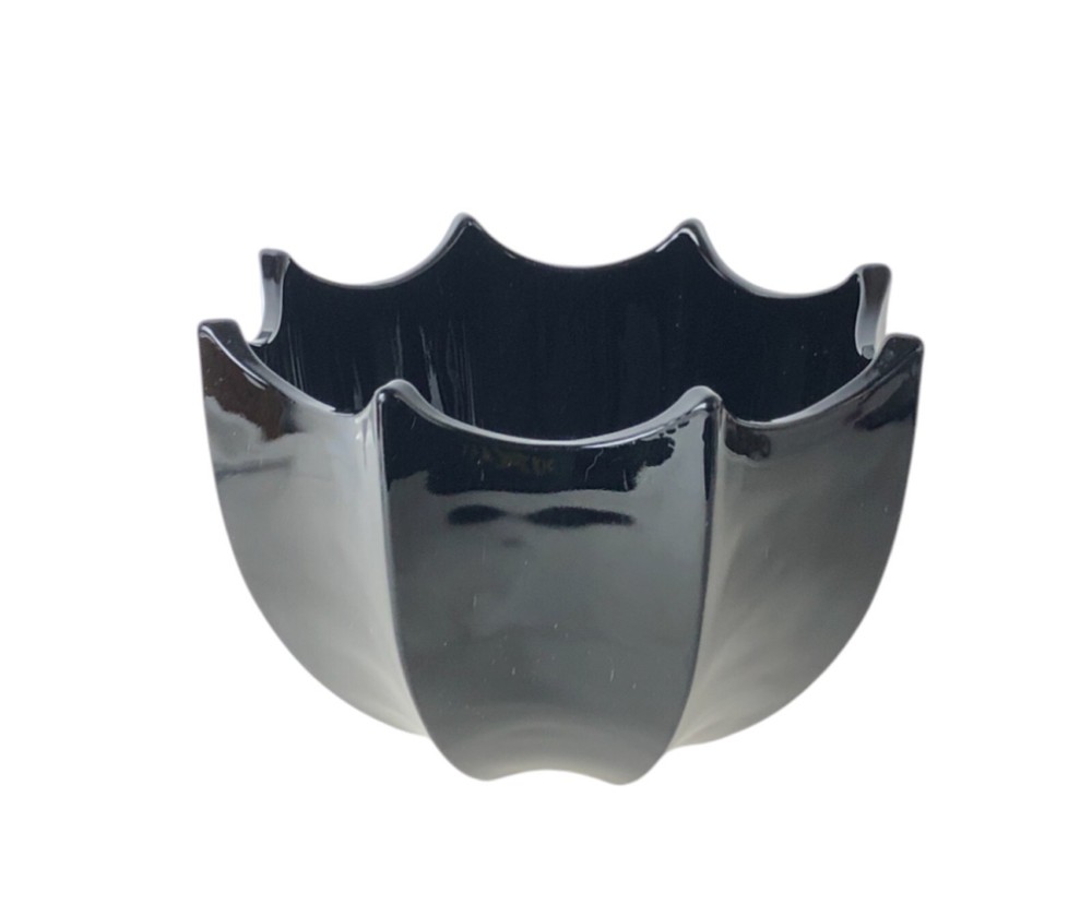 Vintage Black Amethyst Glass Octagonal Berry Dip Serving Bowl  