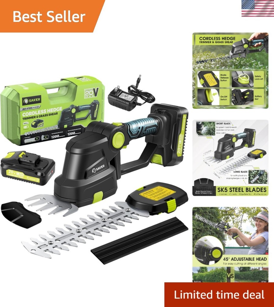 20V Cordless Hedge Trimmer and Grass Shears for Lawn and Garden