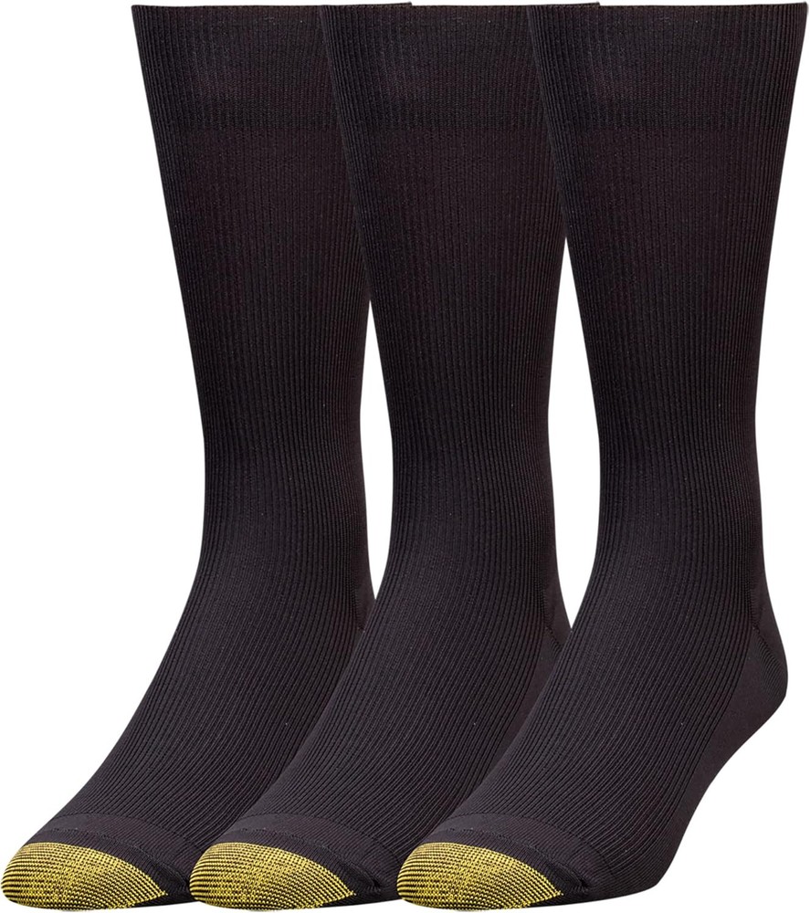GOLDTOE Men's Metropolitan Crew Dress Socks, 3-Pairs Large, Black