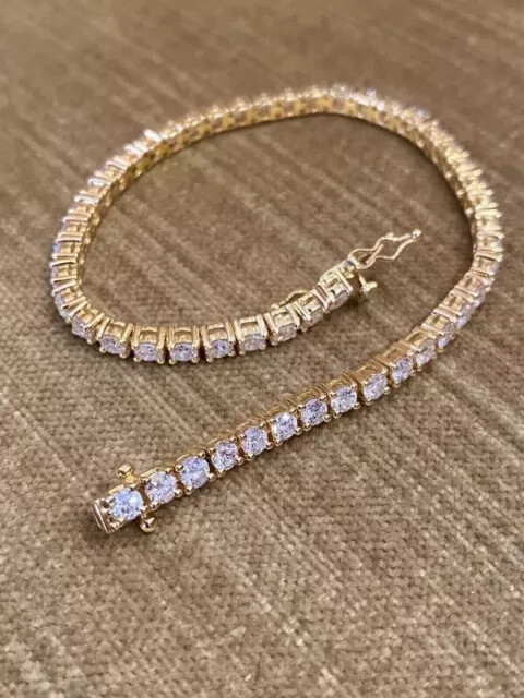 8Ct Round Lab Diamond Tennis Bracelet in 14K Yellow Gold Plated
