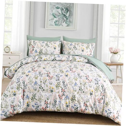 King Size Comforter Set,7 Pieces Floral Leaves King90