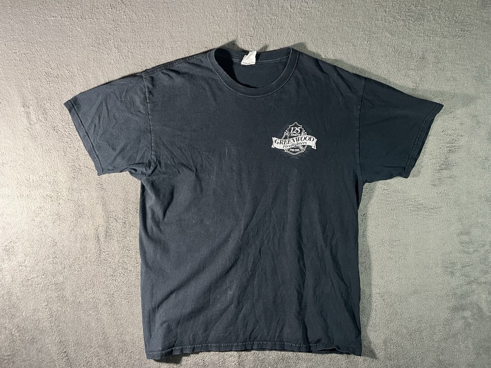 Greenwood Fire department 125 Anniversary Back Graphic Y2K Shirt Men Sz M Black