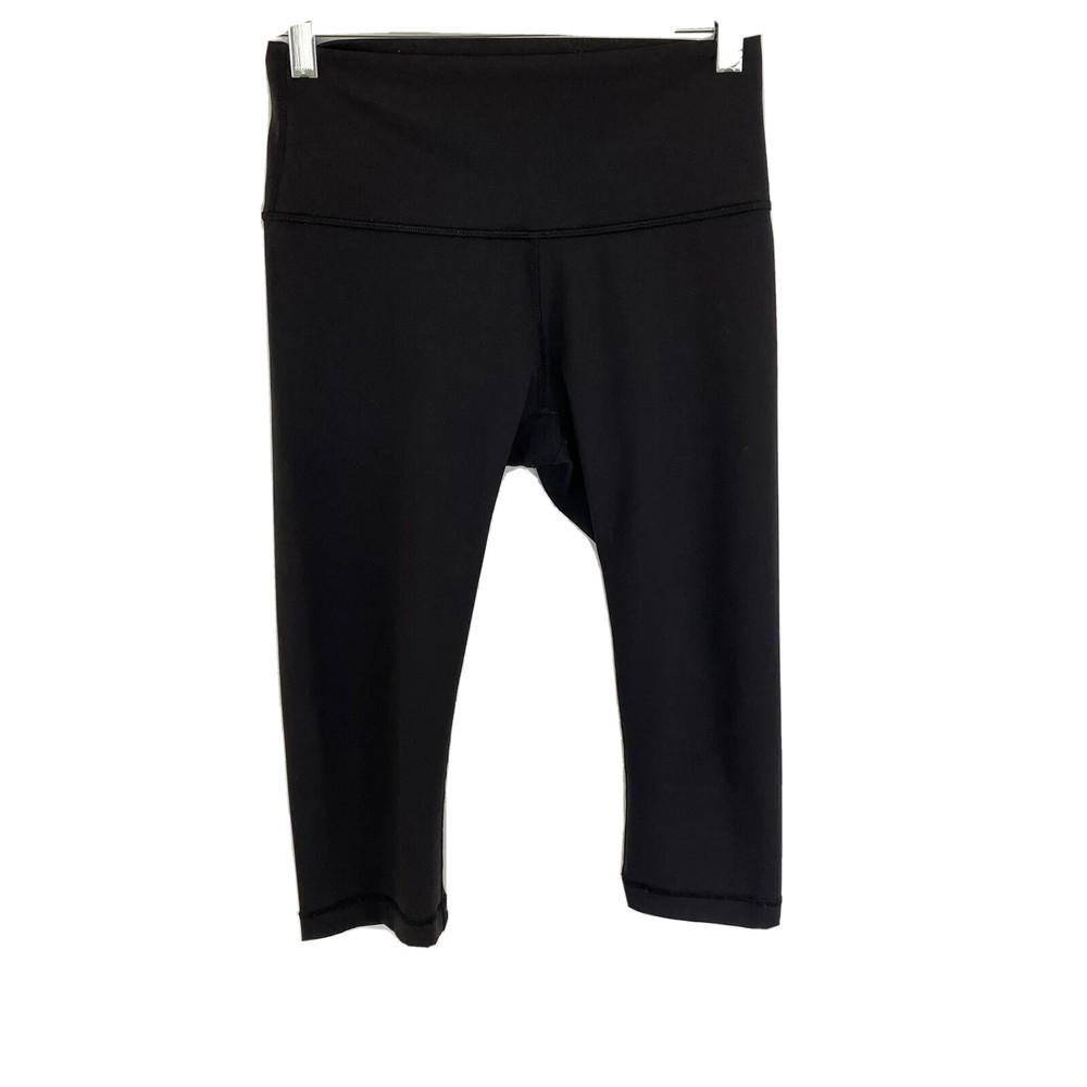 Lululemon Leggings Womens 6 Black Solid Elastic Waist Cropped Stretch Athleisure
