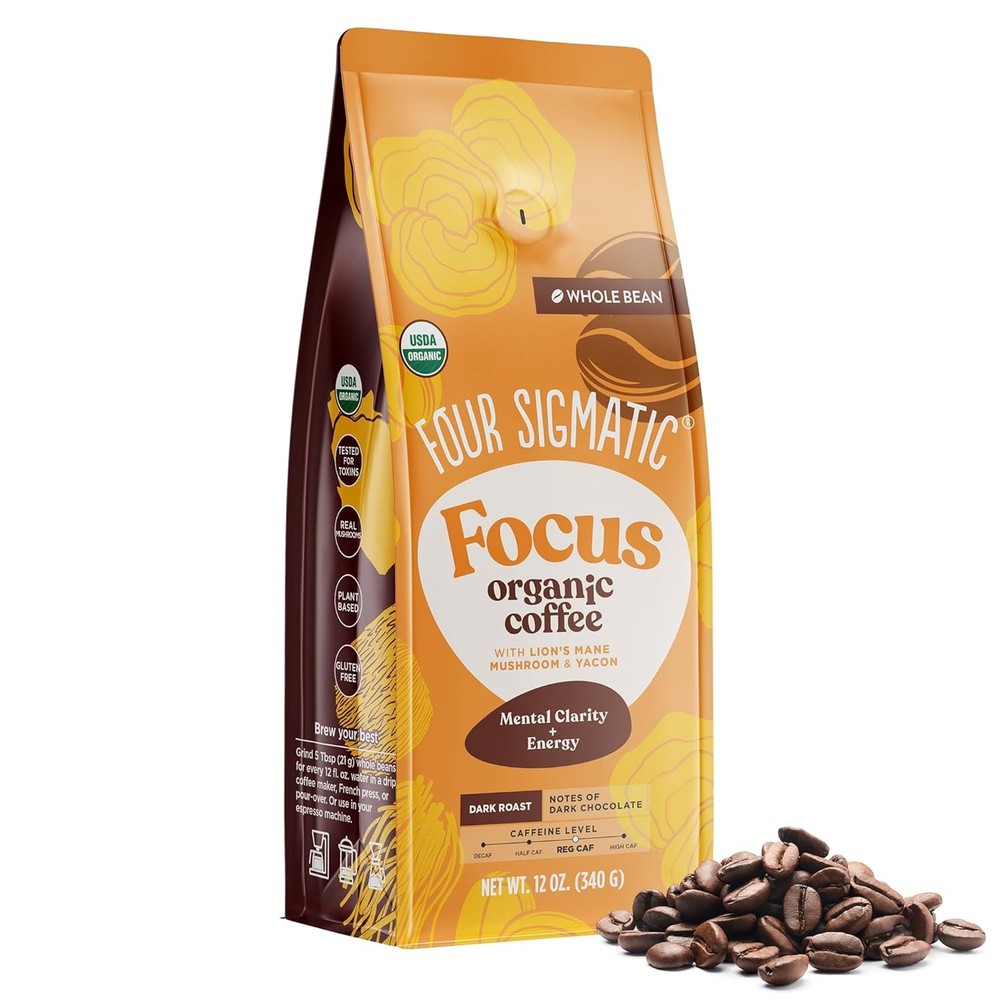 Four Sigmatic Dark Roast Organic Whole Bean Coffee | Gourmet Nootropic...
