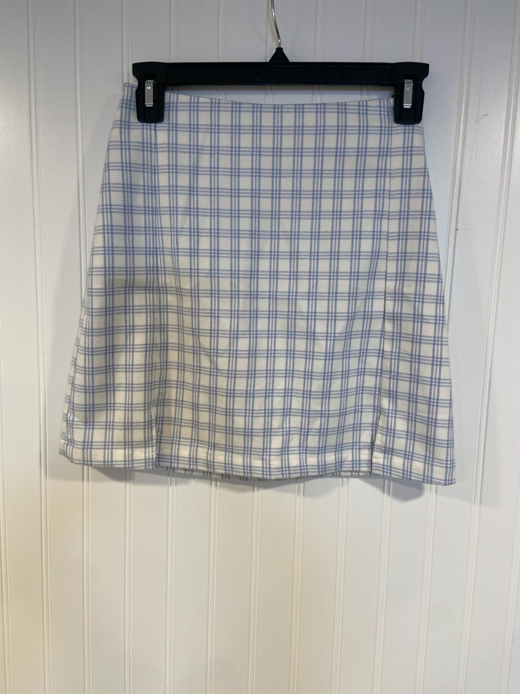 Brandy Melville Skirt Women's Small Blue & White Plaid Preppy, School Girl