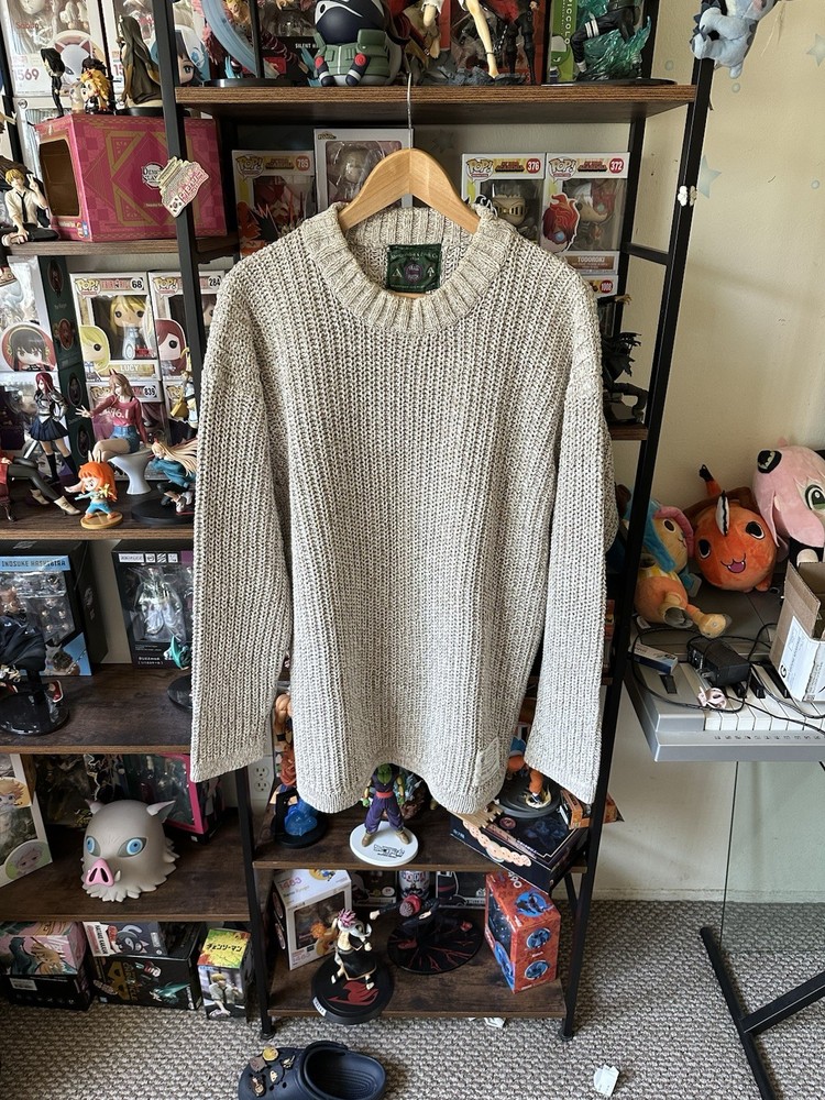 Vintage 90s Abercrombie & Fitch Chunky Knit Cream Sweater for Men