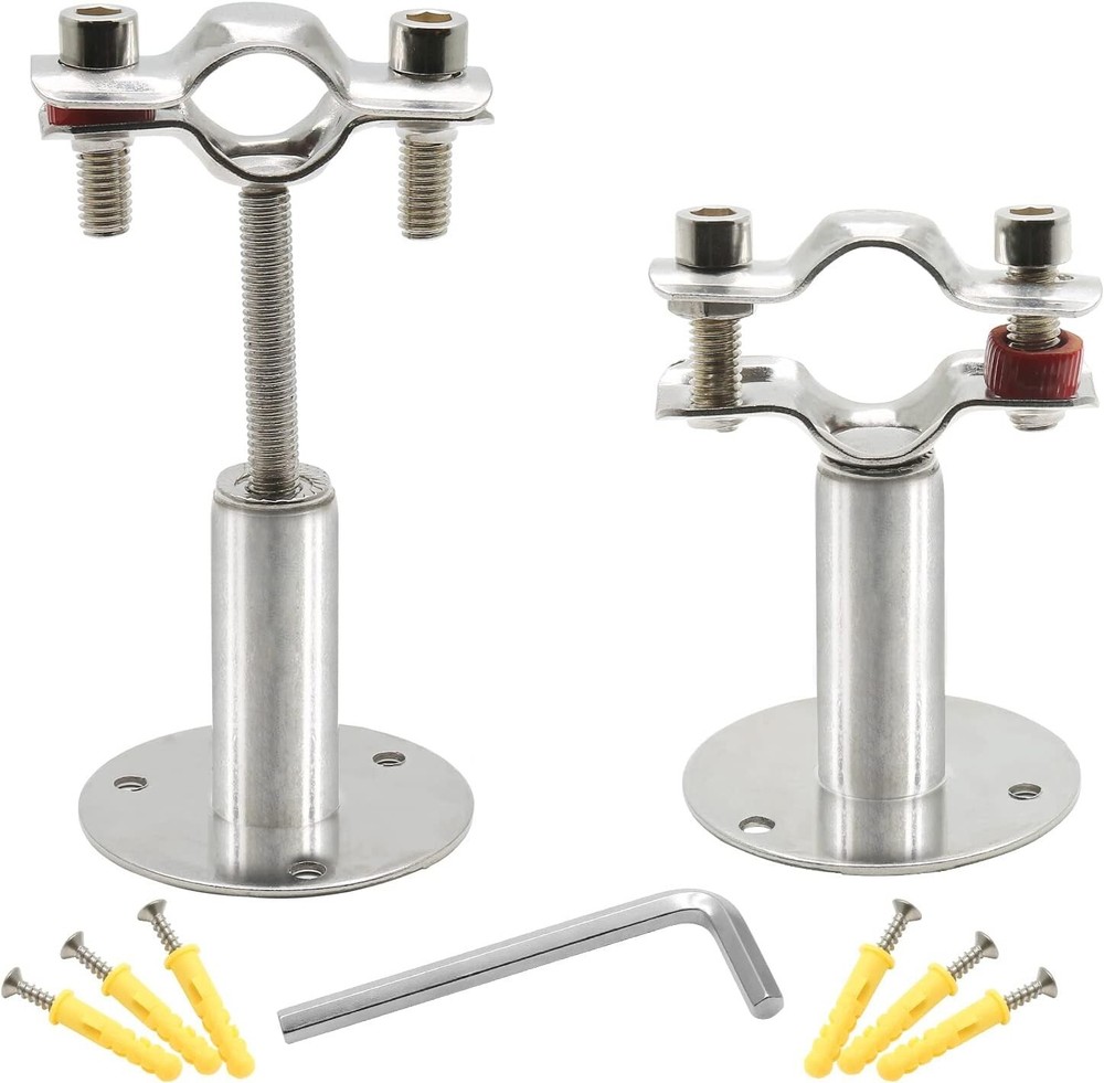 2 Pcs Stainless Steel Wall Mount Ceiling Mount Pipe Support, Adjustable Pipe