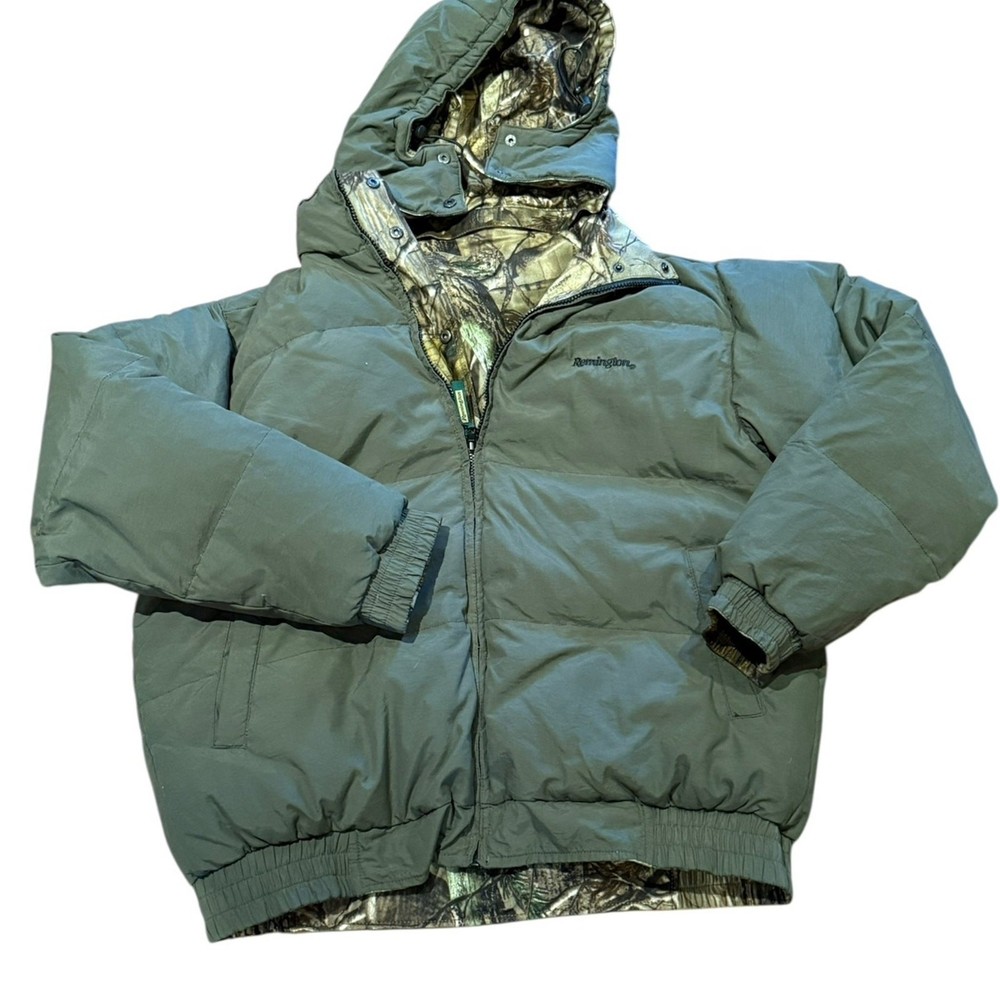 Remington Reversible Camo Olive Down Puffer Coat for Men Size Large  