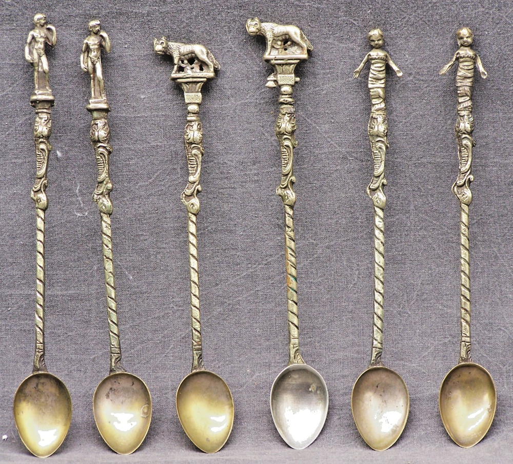 6 Vintage Italian Montagnani Style Demitasse Silver Plated Spoons 1890's-1920's