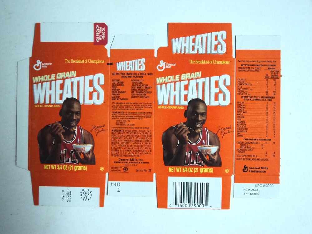 1990 FLAT Wheaties Michael Jordan Mini Box - FLASH SALE-image