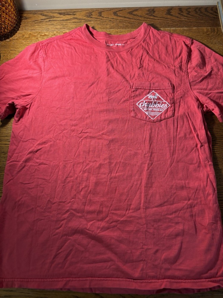 Men's Chubbies red double sided pocket graphic Tshirt, size M