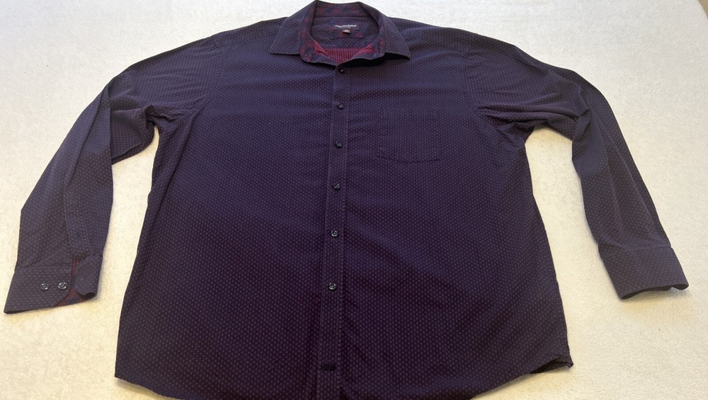 Johnston Murphy Purple Red Dot Long Sleeve Button Down Dress Shirt Size XXL 2XL