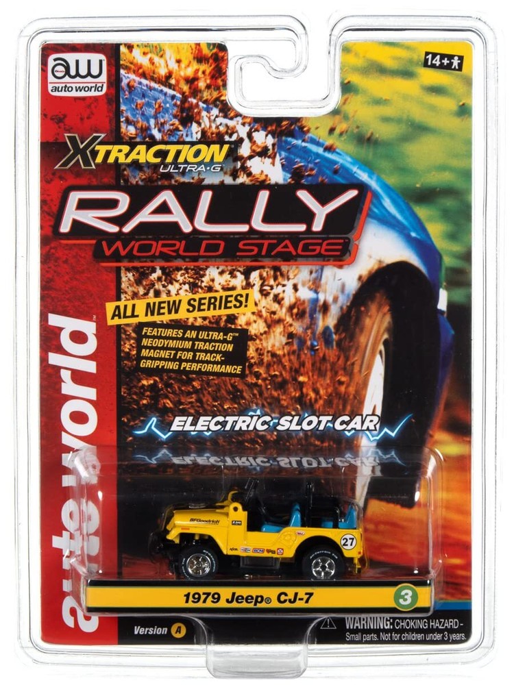 1979 Jeep CJ-7 Xtraction Rally Yellow HO Scale Slot Car by Auto World