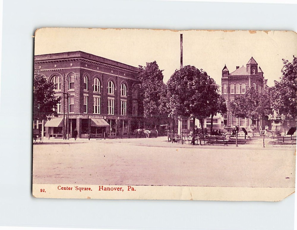Postcard Center Square Hanover Pennsylvania USA