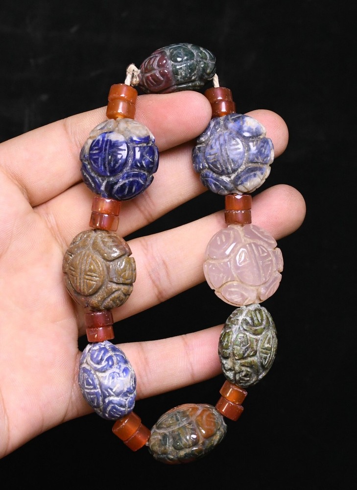 Old Chinese Natural Agate Carve Amulet Exorcism Jewelry Bracelet Chain bracelet