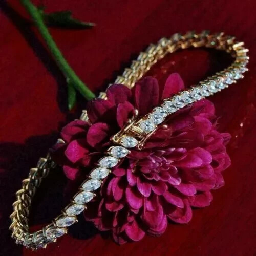 8CT Marquise Lab Diamond Bracelet in 14K Yellow Gold Plated for Women