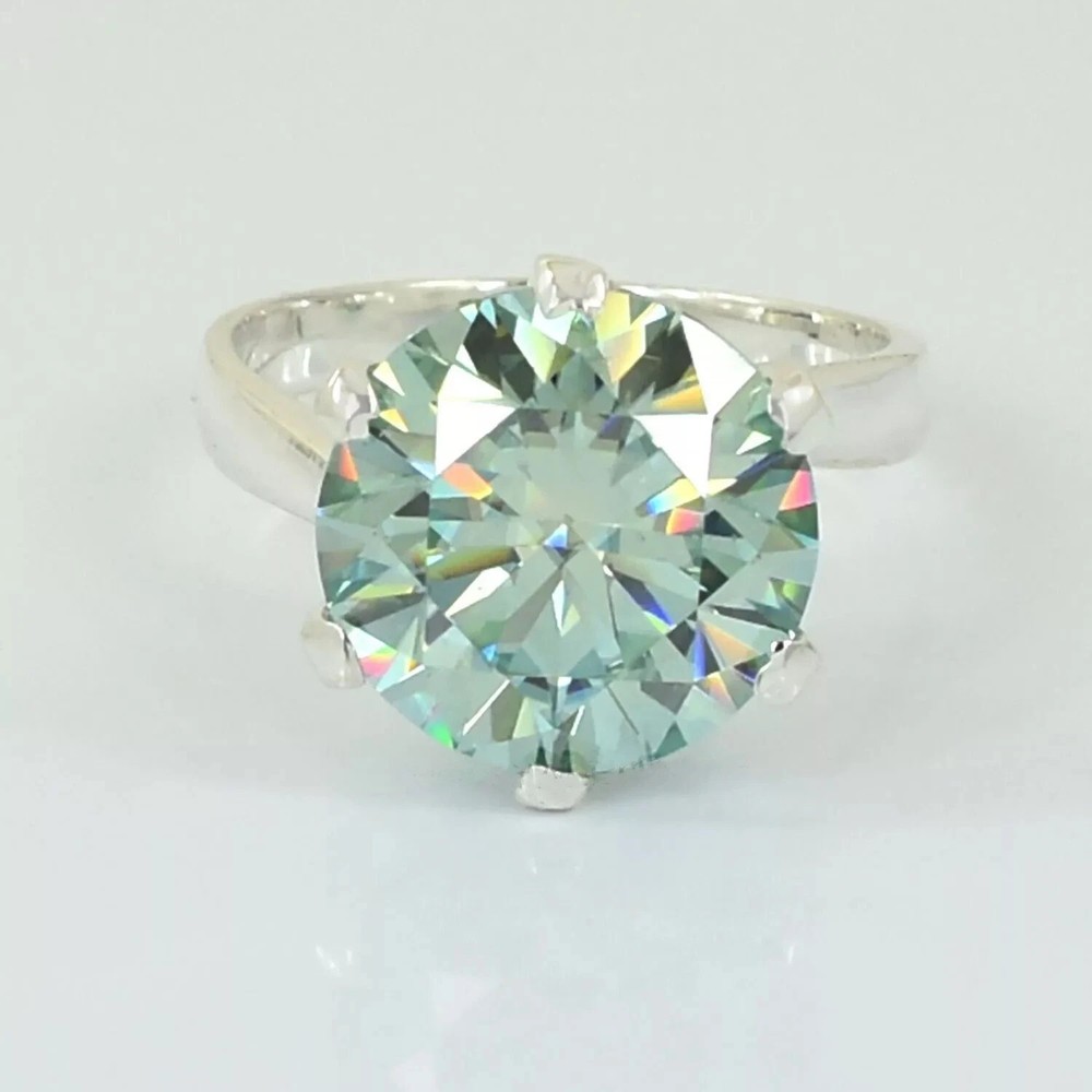 RARE 8.70 Ct Certified Round Cut Blue Treated Diamond Solitaire Ring 925 Silver