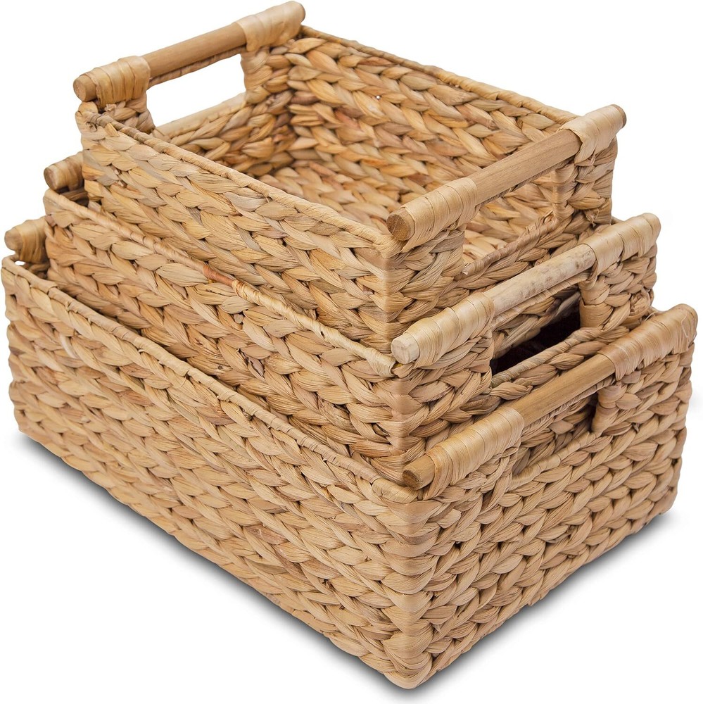 Hyacinth Wicker Basket Set 3 size - Rectangular