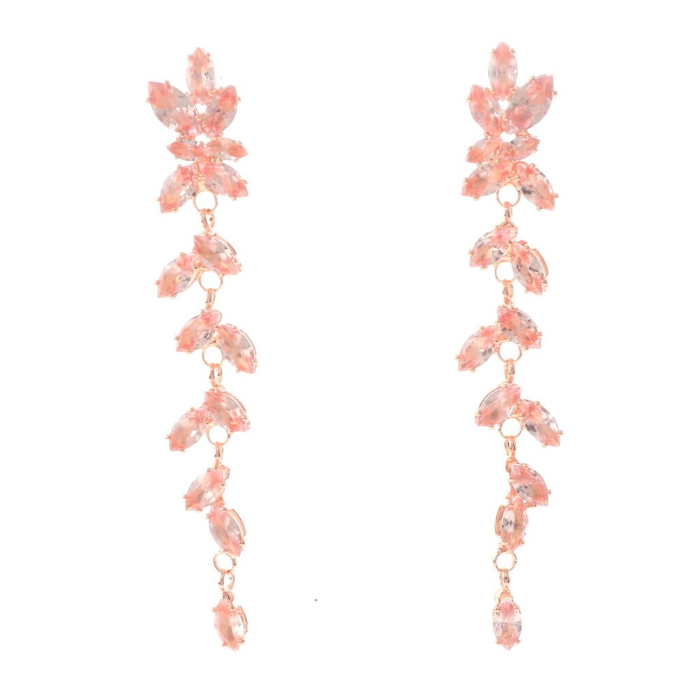 Rose Gold Tone Metal Cubic Zirconia Dangle Post Earrings ESE8900-PCH