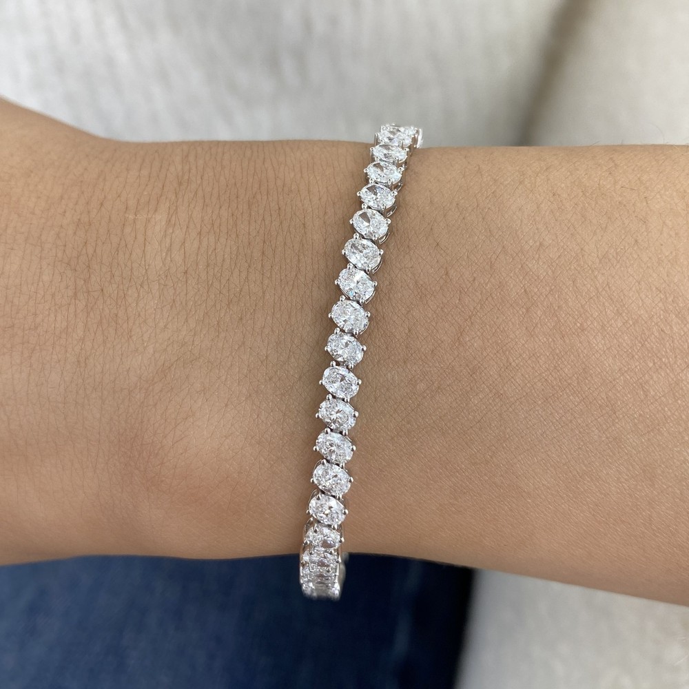 6.9ct TCW Tennis Bracelet White Gold 14K Lab-Grown Diamond F/VS GGL