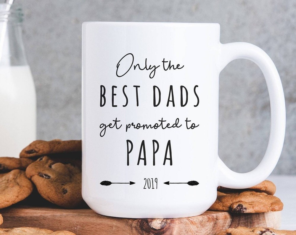 Personalized Gift For Dad Promoted To Papa Coffee Mug Pregancy Reveal Birth