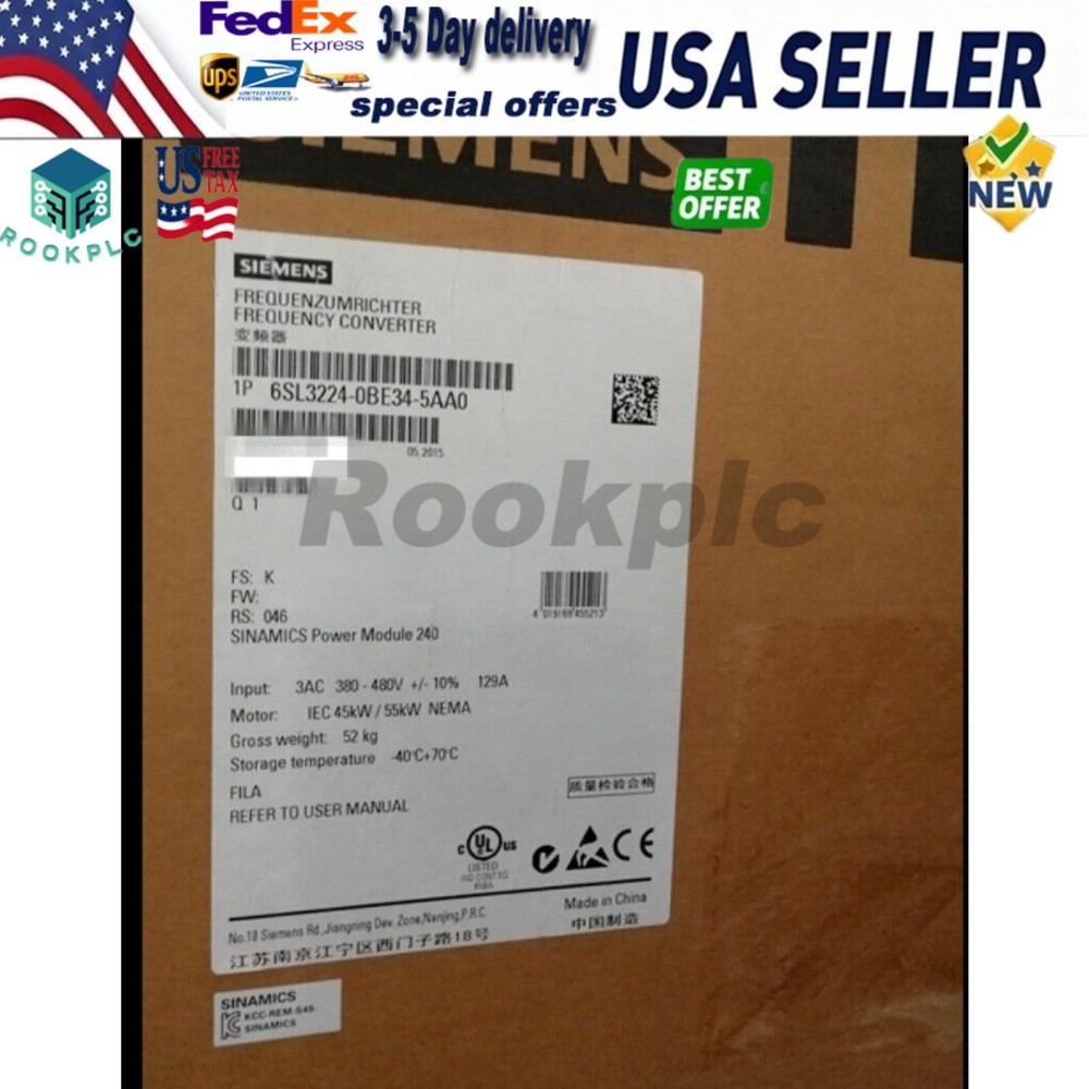 New Siemens 6SL3224-0BE34-5AA0 6SL32240BE345AA0 G120 PM240 Power Module