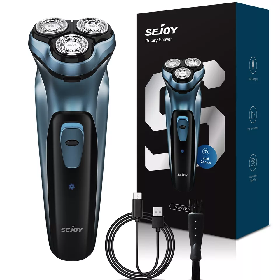 SEJOY Men Rechargeable Electric Shaver Pop-up Trimmer Rotary Razor Beard Shaving
