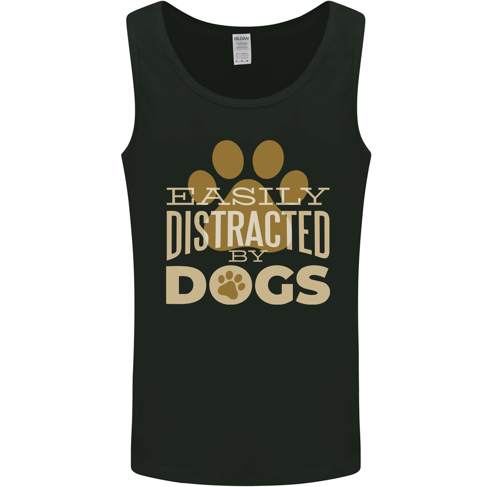 Easily Distracted By Dogs Funny ADHD Mens Vest Tank Top