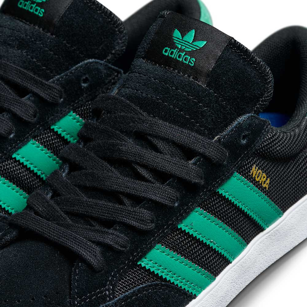 ADIDAS NORA SIZE 10 BLACK GREEN MENS SKATE SHOES