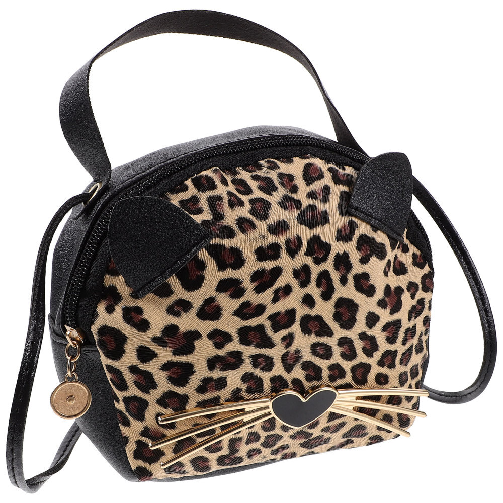 Brown Black White Birthday Cartoon Round Bag PU Messenger Bag Backpack