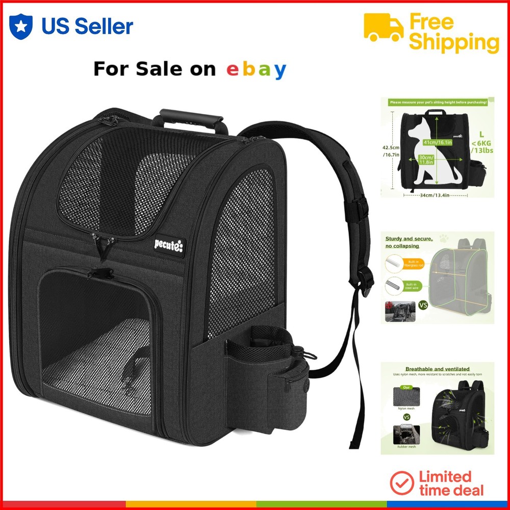 Pet Backpack Carrier Breathable Mesh for Cats Dogs Travel Hiking Camping