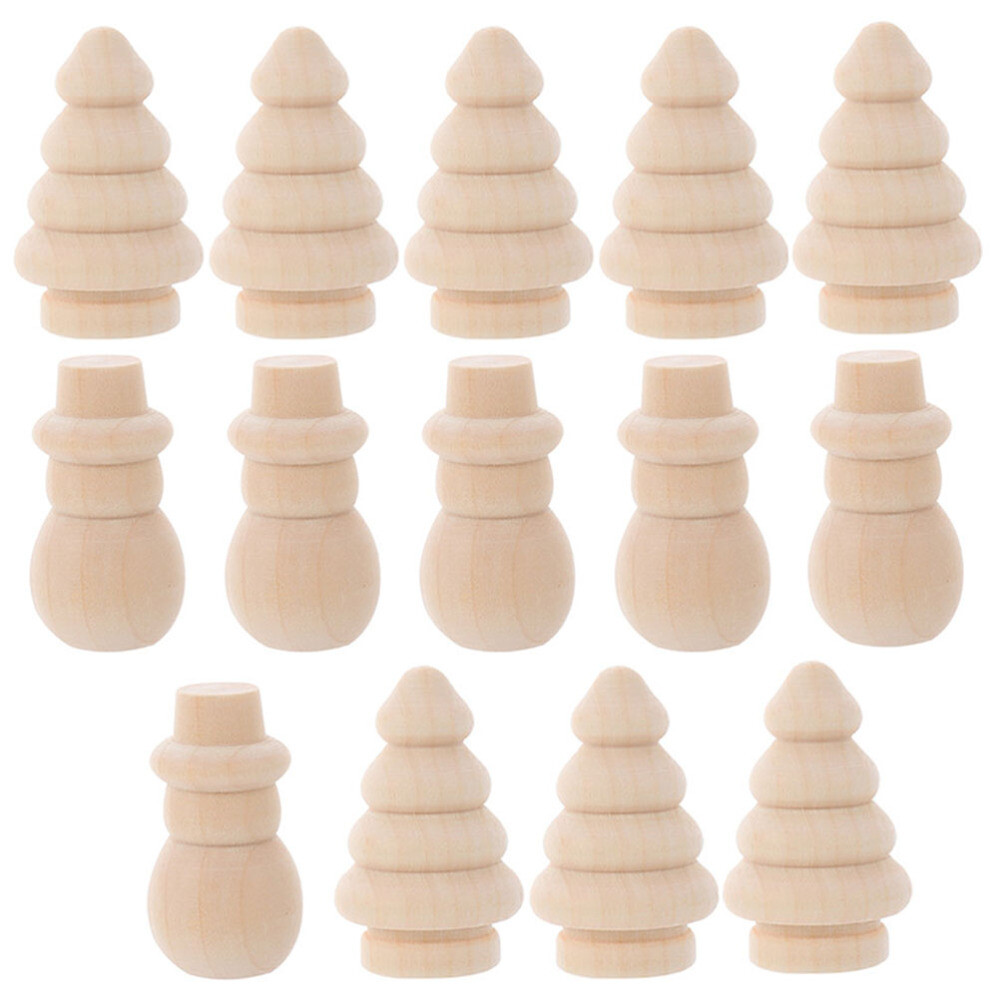 20pcs Wooden Snowman Ornaments Snowman Shape Crafts DIY Christmas Tree