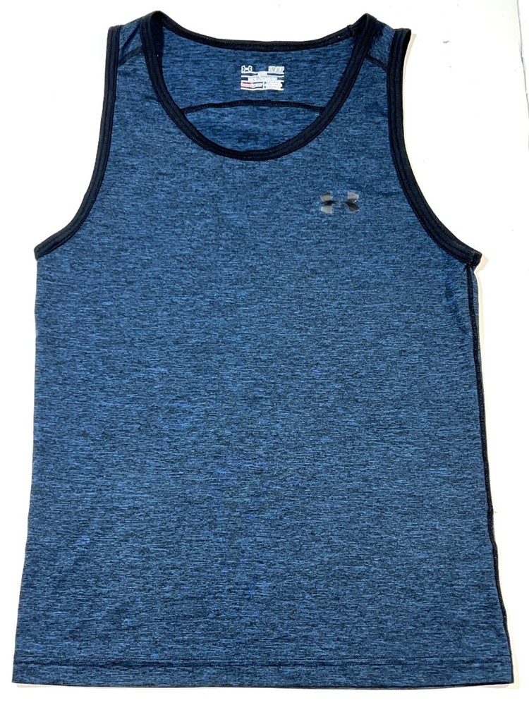 Under Armour Heat Gear Blue Black Marbled Sleeveless Loose Fit Tank Top Shirt S
