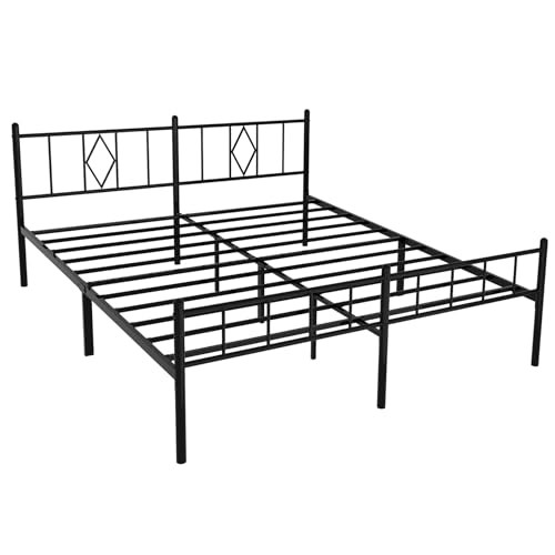 14 Inch Size Bed Frames with Headboard/Footboard, Under California King Black