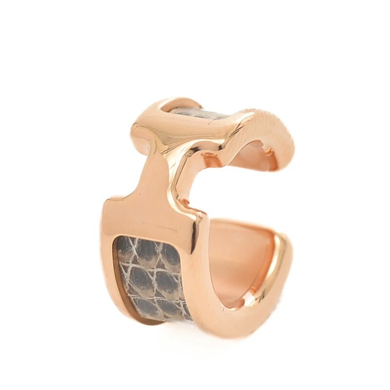 Authentic HERMES Olympe PM Ombre Rose Gold Ear Cuff in Gray Metal with Original Box