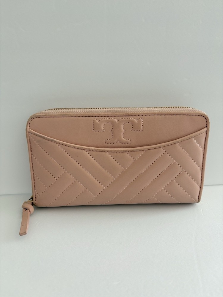 Tory Burch Alexa  Zip Leather Continental Wallet Peach