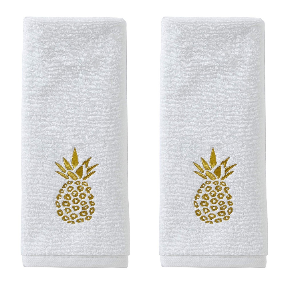 Gilded Pineapple White Hand Towel Set 2-Pack  