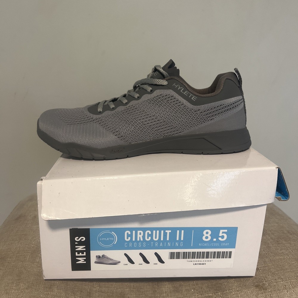 Hylete Mens Circuit II Cross Training Shoe Gray Silver Low Top Lace Up 11 W Box
